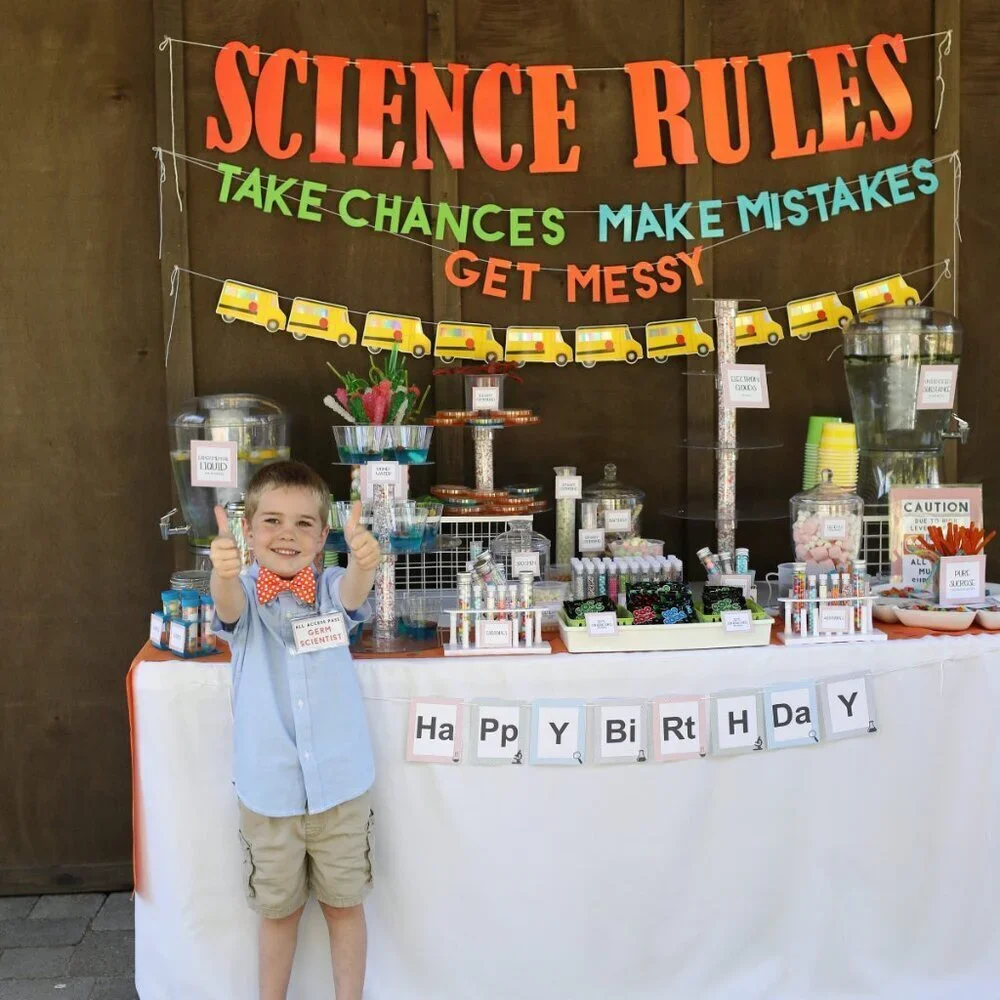 SCIENCE RULES- Paper Banner, Glitter, Coral Orange